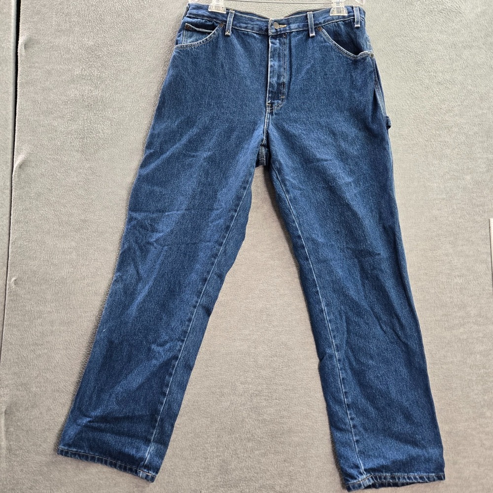Dickies Men Jeans 36x32 Blue Denim Carpenter Relaxed Fit Straight Workwear